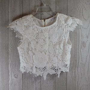 Dainty Hooligan Crop Top White Junior Small Lace